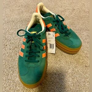 Adidas Gazelle Bold Platform Sneakers in Green and Pink- Brand New Size 6 1/2